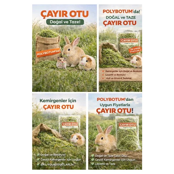 Doğal Çayır Otu Kemirgen Yemi Tavşan Hamster Ginepig Chinchilla Doğal Kurutulmuş Kemirgen Otu 400 Gr - Görsel 2