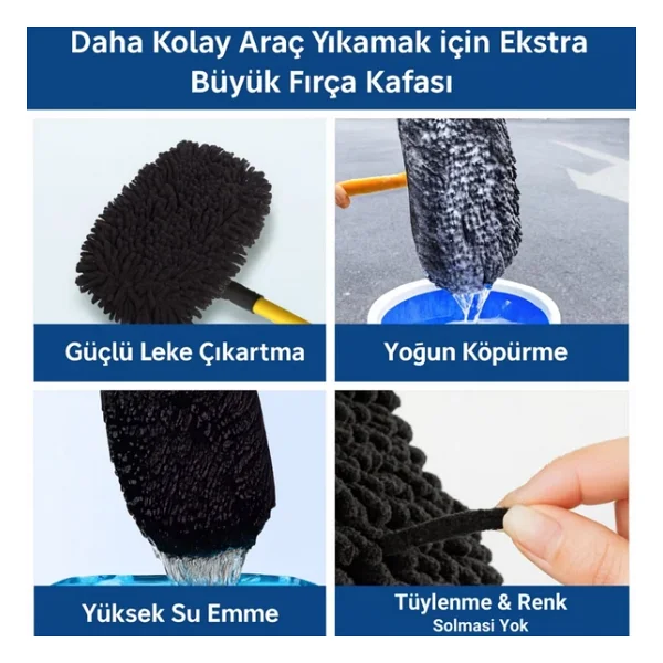 Polham Ve Ls-426 Uyumlu Yedek Araç Yıkama Mopu, Oto Temizleme Fırçası Yedek Mop, Çizmez, Süper Emici, Kolay Tak-çıkar - Görsel 5