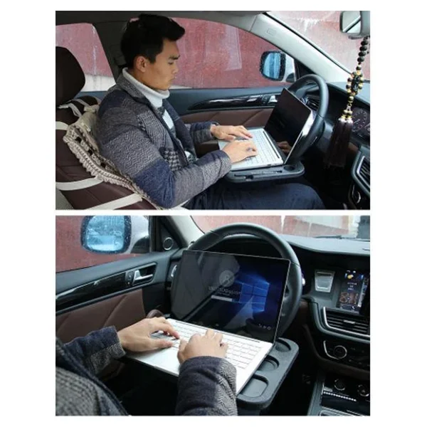 Polham Araç İçi Direksiyon Simidine Monte Edilen Yemek Tepsisi ve Bardaklık, Laptop Sehpası - Görsel 5