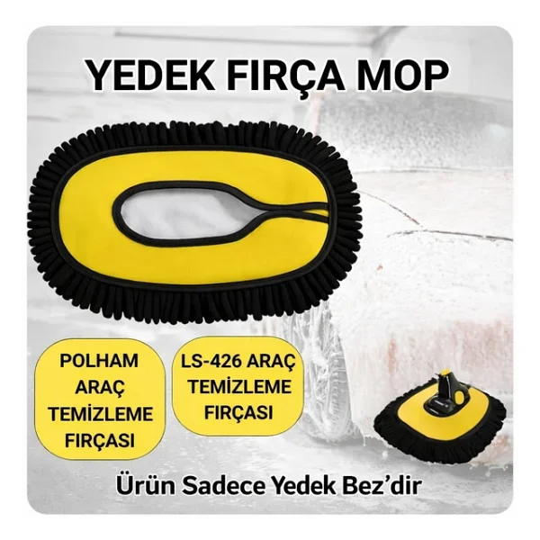 Polham Ve Ls-426 Uyumlu Yedek Araç Yıkama Mopu, Oto Temizleme Fırçası Yedek Mop, Çizmez, Süper Emici, Kolay Tak-çıkar - Görsel 2