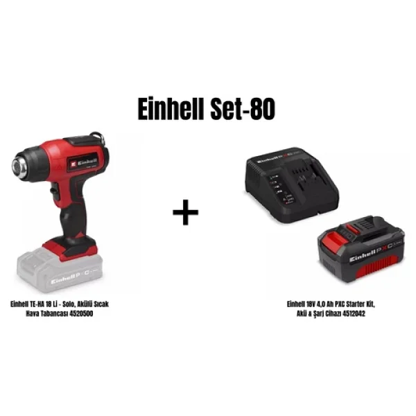 Einhell Set-80(Einhell Te-Ha 18 Li Akülü Sıcak Hava Tabancası+Einhell 18V 4,0 Ah Pxc Starter Kit, Akü & Şarj Cihazı) - Görsel 5