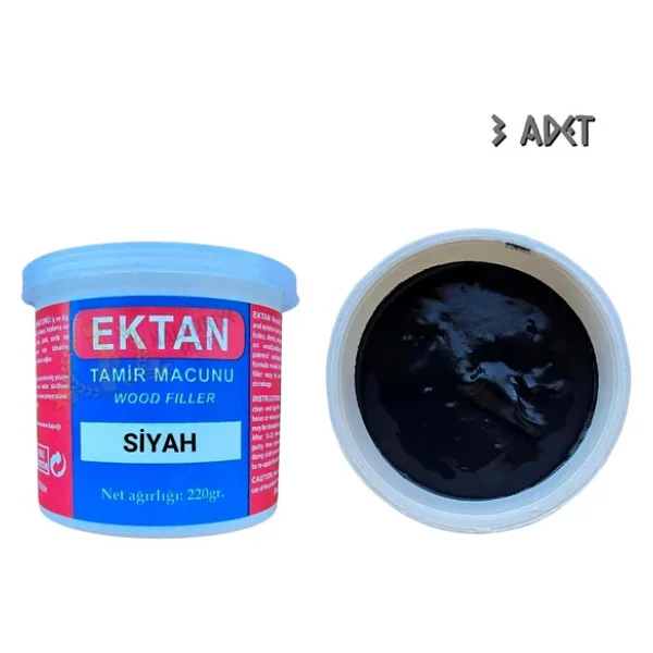 Ektan Masif Ve Ahşap Tamir Macunu Siyah 220 Gr. - 3 Adet Siyah - Görsel 2