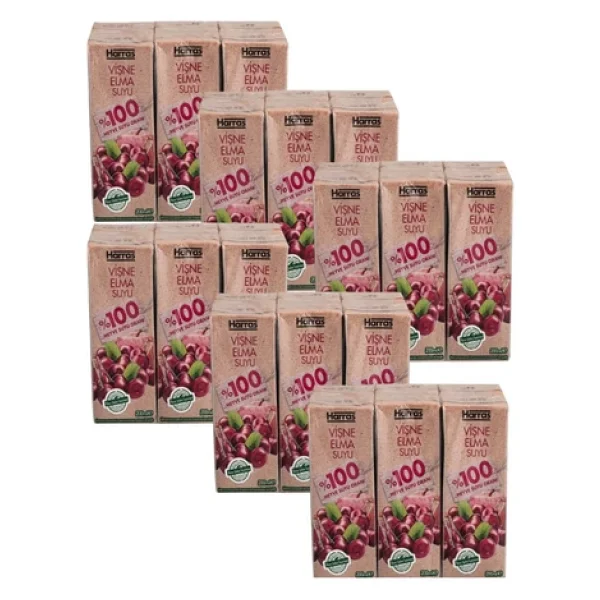 Harras Vişne Elma Suyu %100 Meyve Suyu Oranı Şeker İlavesiz 36 Adet X 200 Ml - Görsel 3