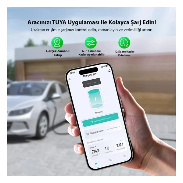 Truwatt ZT215 3.5 kW 15 m Taşınabilir Elektrikli Araç Şarj İstasyonu - Görsel 4