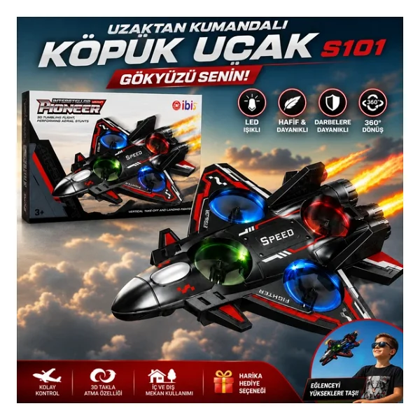 Uzaktan Kumandalı Köpük Uçak S101 LED Işıklı RC Uçak Darbeye Dayanıklı Köpük Gövde - Görsel 2