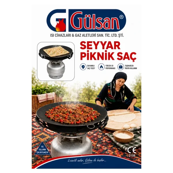 Gülsan Çift Fonksiyonlu Kavurma Sacı Gözleme Sacı 45 Cm Seyyar sac - Görsel 4
