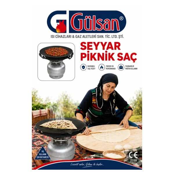 Gülsan Çift Fonksiyonlu Kavurma Sacı Gözleme Sacı 45 Cm Seyyar sac - Görsel 6