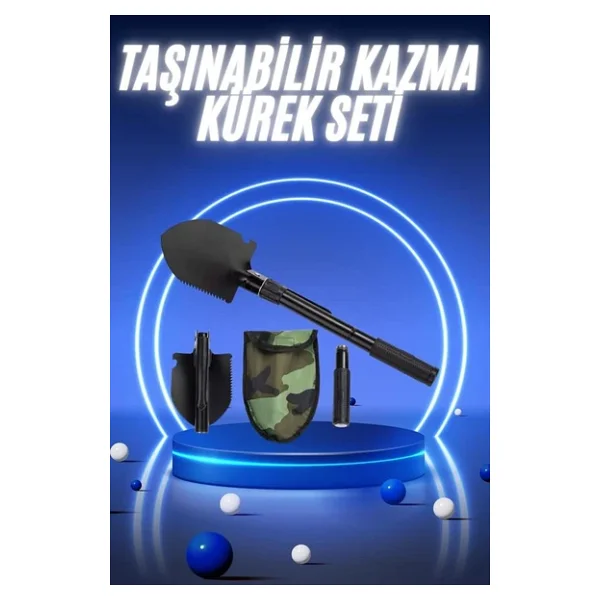 Pusulalı Katlanabilir Kazma Kürek Kamp Seti Kamp Küreği Portatif Çantalı - Görsel 7