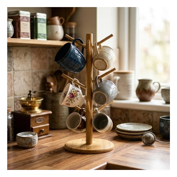 Mix Altlik =Yuvarlak - Kare Bardak - Fincan Asacak Bambu - Ahşap 35Cm (5047) - Görsel 2