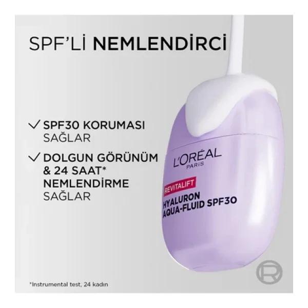 L'Oreal Paris Revitalift Hyaluron Aqua Fluid SPF 30 Dolgunlaştırıcı 40 ml Nemlendirici Krem - Görsel 4