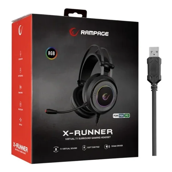 Rampage X-Runner G7 RGB 7.1 USB Kablolu Kulak Üstü Oyuncu Kulaklığı - Görsel 5