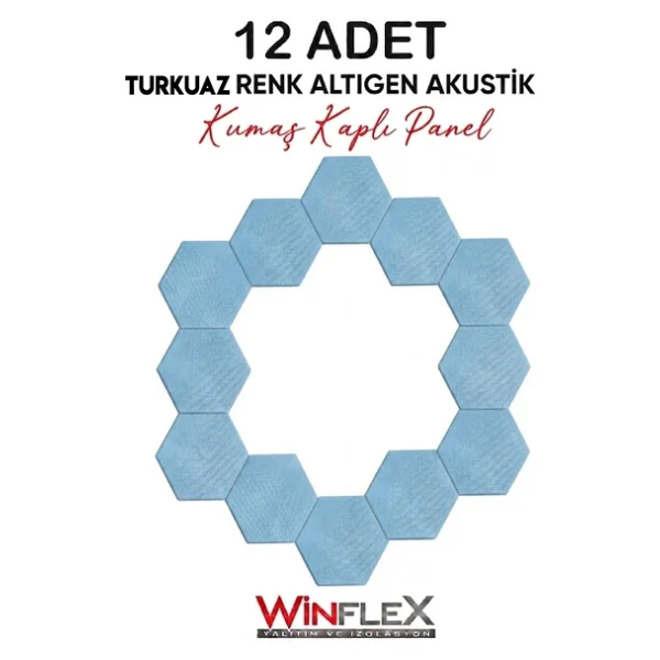12 Adet Altıgen Akustik Kumaş Kaplı Panel- 17x20cm - Görsel 8