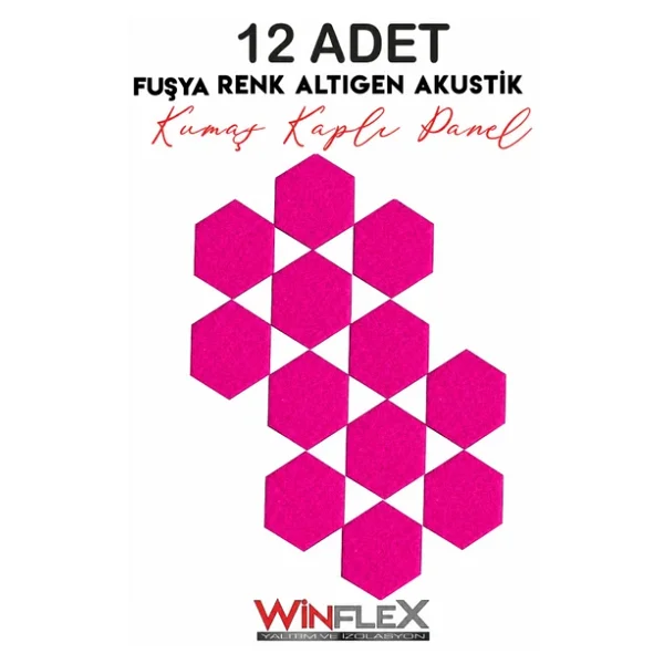 12 Adet Altıgen Akustik Kumaş Kaplı Panel- 17x20cm - Görsel 4