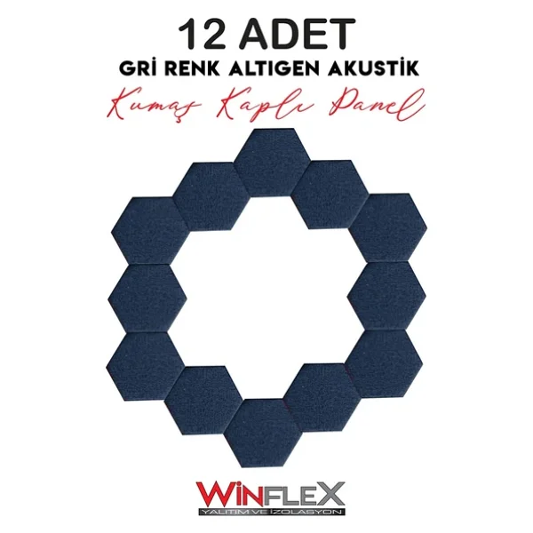 12 Adet Altıgen Akustik Kumaş Kaplı Panel- 17x20cm - Görsel 3