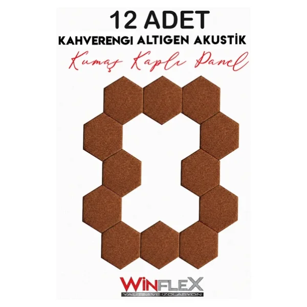 12 Adet Altıgen Akustik Kumaş Kaplı Panel- 17x20cm - Görsel 5
