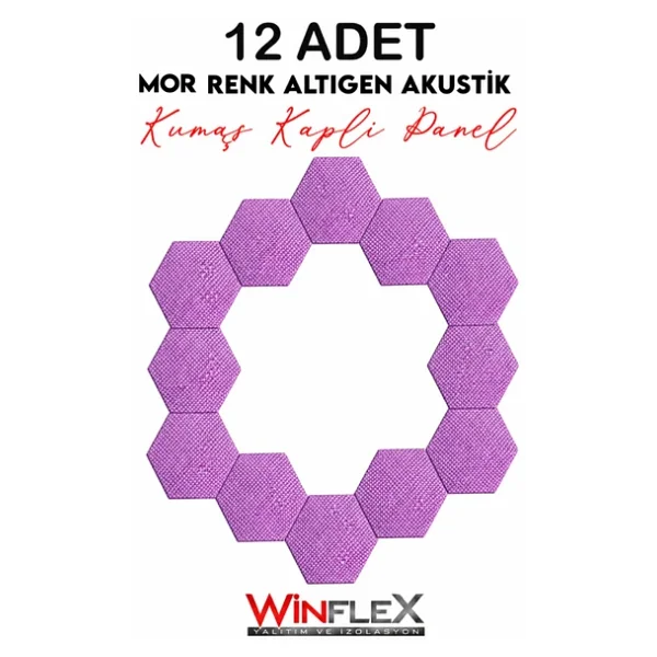 12 Adet Altıgen Akustik Kumaş Kaplı Panel- 17x20cm - Görsel 7