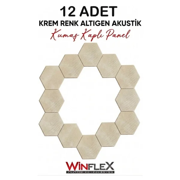 12 Adet Altıgen Akustik Kumaş Kaplı Panel- 17x20cm - Görsel 6