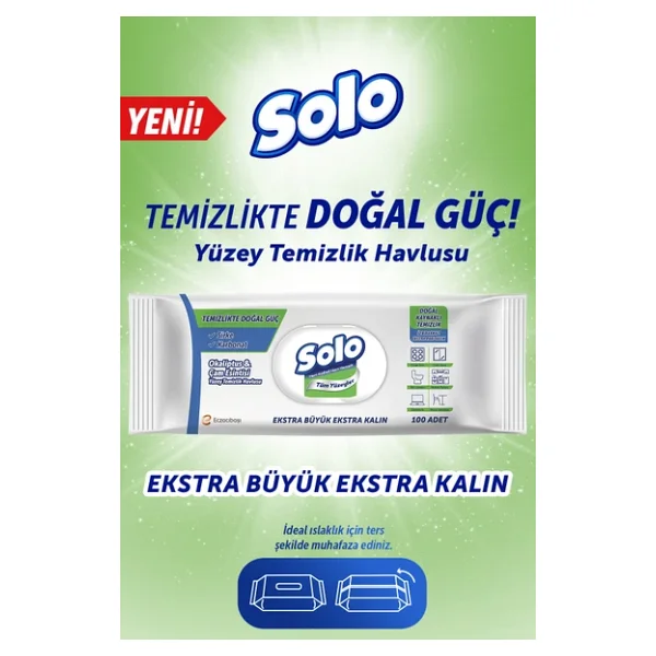 Solo Okaliptus & Çam Esintisi Yüzey Temizlik Havlusu 100 Yaprak 3'lü - Görsel 4