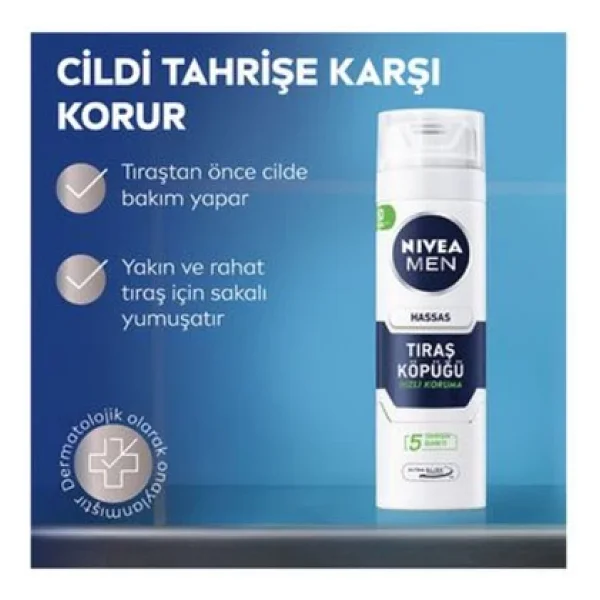 NIVEA MEN Erkek Hassas Ciltler İçin Tıraş Köpüğü 200 Ml 4 ADET - Görsel 2