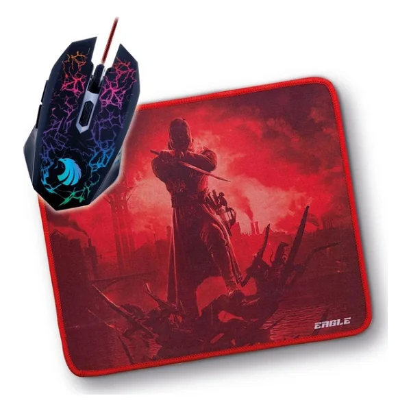 PoloSmart PGM02 Eagle Kablolu Optik Oyuncu Mouse + Kırmızı Mouse Pad - Görsel 6