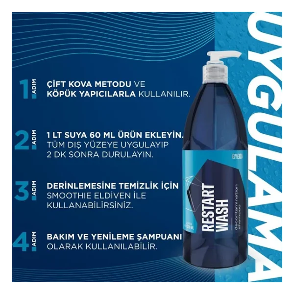Gyeon Q2M RestartWash Seramik Kaplama PPF Yenileyici Asidik Şampuan - 500 ml -Konsantre - Görsel 3
