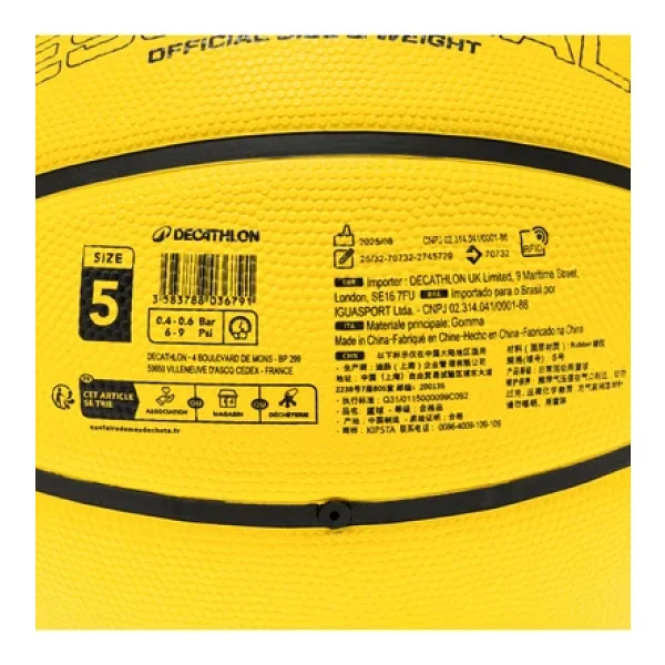 Kipsta Basketbol Topu - 5 Numara - Sarı - Essential R100 Decathlon - Görsel 5