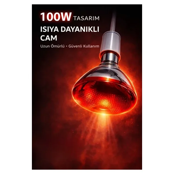 100W Isıtıcı Ampul Kırmızı Isı Lambası Civciv Kümes Kuluçka E27 Duy Isıtma Ampulü ( Lisinya ) - Görsel 7