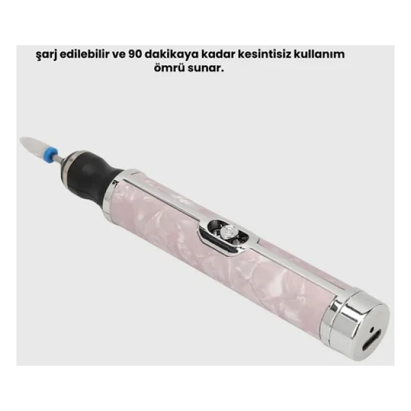 Taşınabilir Elektrikli Tırnak Törpüsü 500 Mah USB Şarjlı Manikür Cihazı ( Lisinya ) - Görsel 8