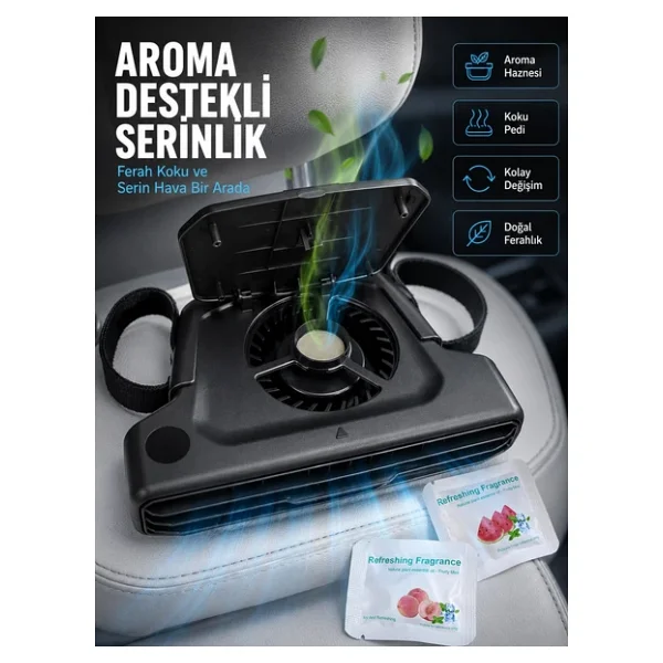 Usb Şarjlı Araç Boyun Soğutucu Fan 5 Kademeli Sessiz Çalışan Turbo Fan - Lisinya - Görsel 7