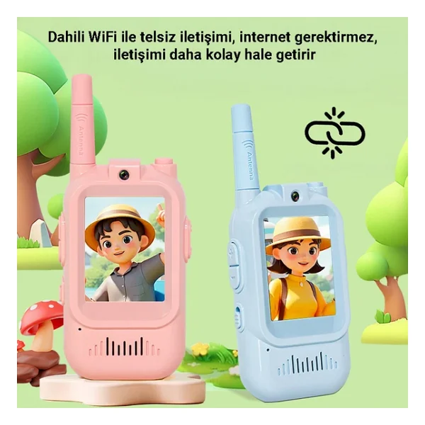 idragon LK-028 Çocuk Görüntülü Telsiz 2'li Set Video Walkie Talkie WiFi İnternetsiz Askılı - Görsel 4