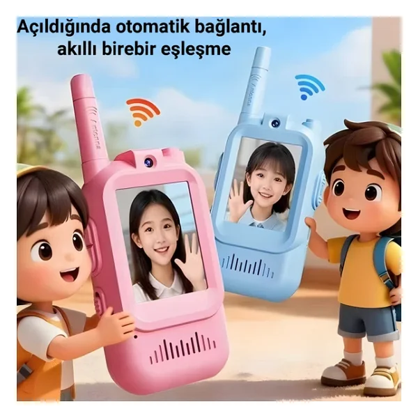 idragon LK-028 Çocuk Görüntülü Telsiz 2'li Set Video Walkie Talkie WiFi İnternetsiz Askılı - Görsel 2