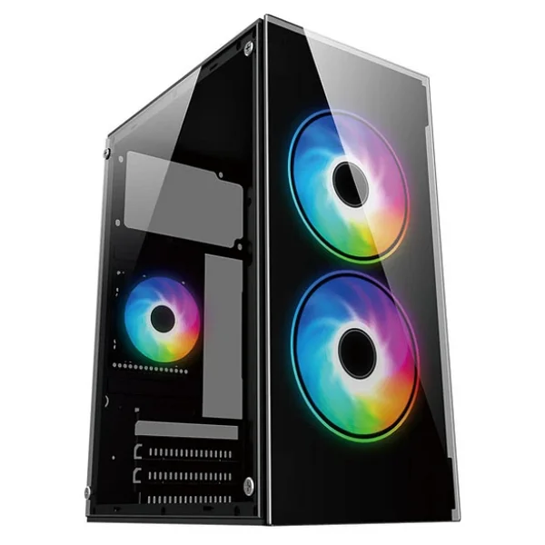 Iromx BTX-B350G 350W 2x12 CM RGB Fan ATX 1xUSB2.0/1xUSB3.0 Siyah Mini Gaming Kasa - Görsel 4