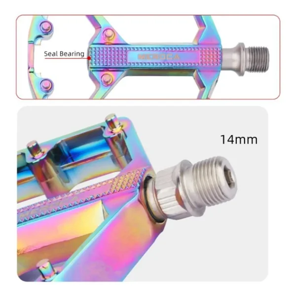Meroca Rainbow Alüminyum Rulmanlı Bisiklet Pedalı Ultra Hafif Freeride Platform Pedal - Görsel 5