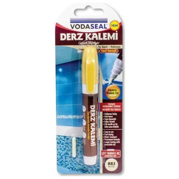 Çift Uçlu Su Bazlı Kokusuz Kalıcı Derz Kalemi Bej - Görsel 3