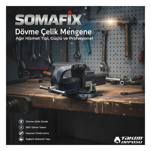 SOMAFIX Dövme Çelik Mengene 100 mm - Görsel 2