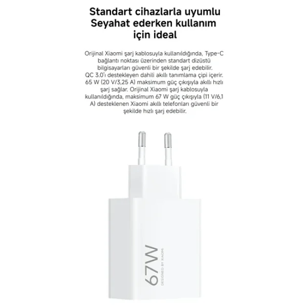 Xiaomi 67W HyperCharge Power Adapter (Type-A) EU MDY-12-EH Hızlı Şarj Adaptörü - Görsel 4