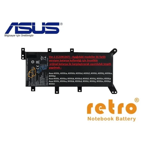 Asus K555Ld K555Lf K555Lj Bataryası, Pili - Ver.1 - Görsel 2