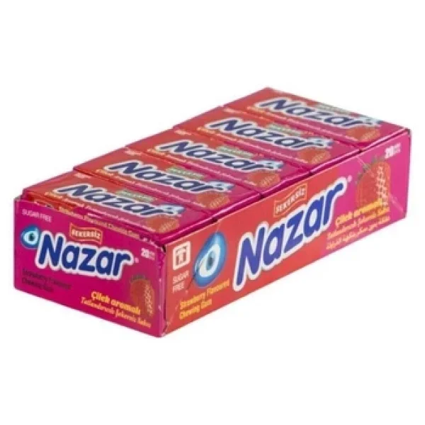 Nazar Stick Çilek Aromalı 5 Adet 20'li Paket Sakız - Görsel 2