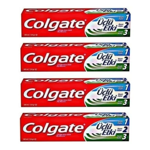 Colgate Üçlü Etki Beyazlatıcı 100 ml 4 Adet Florürlü Diş Macunu - Görsel 3