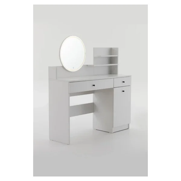 Sarmobi Maxi Makyaj Masası Ledli Yuvarlak Aynalı Beyaz - Görsel 3