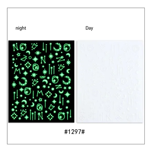 Karanlıkta Parlayan Burçlar Yıldızlar Tırnak Sticker Tırnak Etiketi Nail Art Jo-1297 - Görsel 2