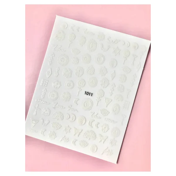 Beyaz Gotik Stil Tırnak Sticker Tırnak Etiketi Nail Art Jo-1011 - Görsel 2