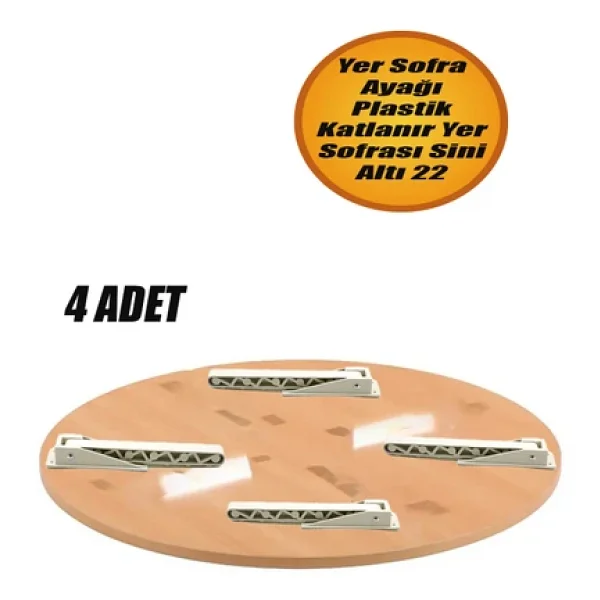 Sofra Ayagi Plastik Katlanir Yer Sofrasi Sini Alti 22 Cm Beyaz (4 Adet) - Görsel 4