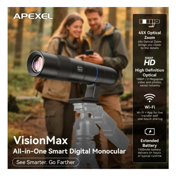 Apexel VisionMax Hepsi Bir Arada Taşınabilir Akıllı Dijital Telefoto Lens - Görsel 4