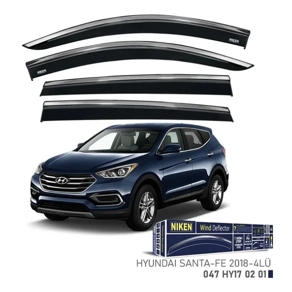 Niken Hyundai Santa Fe 2018-2023 Kromlu Cam Rüzgarlığı 4 Lü - Görsel 7