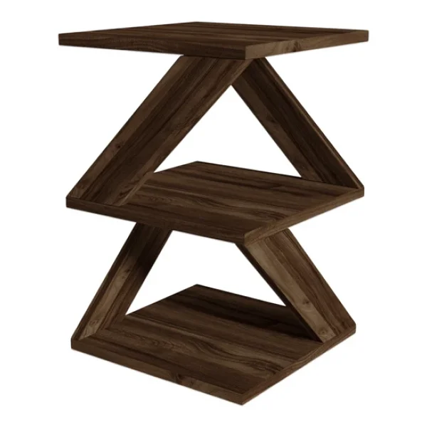İnarch Dizayn Albeni Z Tasarım 3 Katlı Minimalist Yan Sehpa - 9 Renk Seçeneği - Modern Sehpa Ceviz - Görsel 5