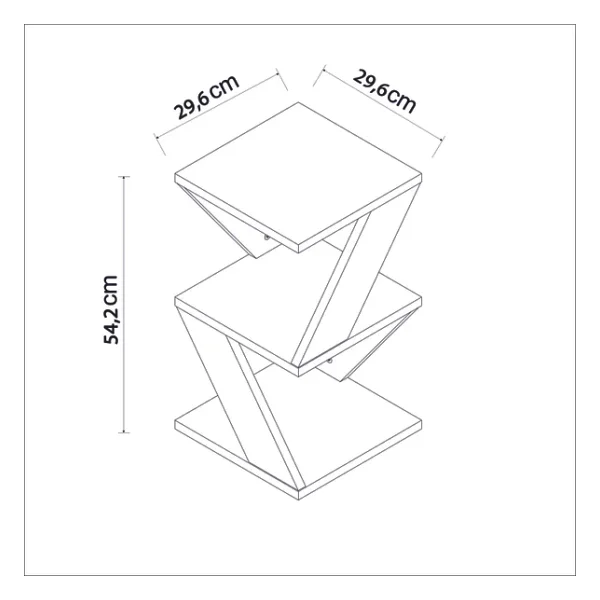 İnarch Dizayn Albeni Z Tasarım 3 Katlı Minimalist Yan Sehpa - 9 Renk Seçeneği - Modern Sehpa Ceviz - Görsel 6