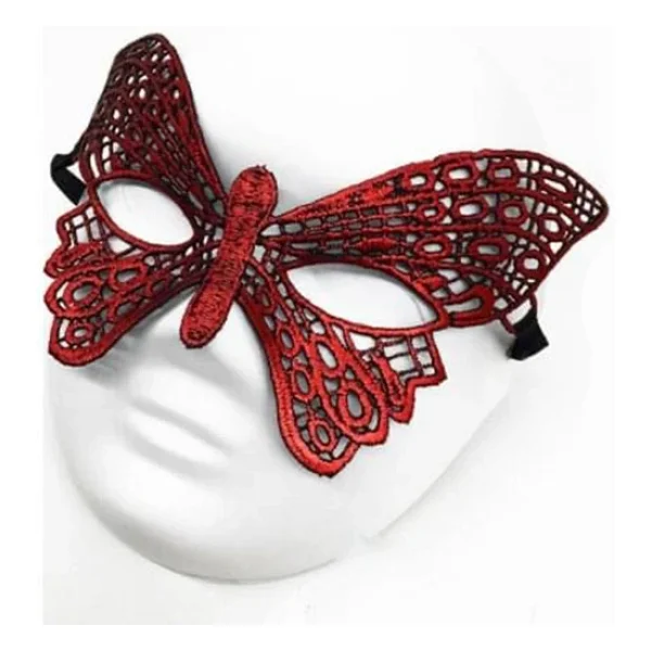 Kırmızı Dantel Masquerade Maskesi 7 No - Görsel 5