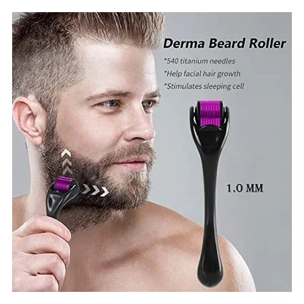 Yüz, Vücut ve Saç Derisi Için Derma Roller 1.0mm - 540 Micor Roller ile Erkekler ve Kadınlar Için Derma Rulo - Saç ve Sakal Için Sakal Rulo - Görsel 2