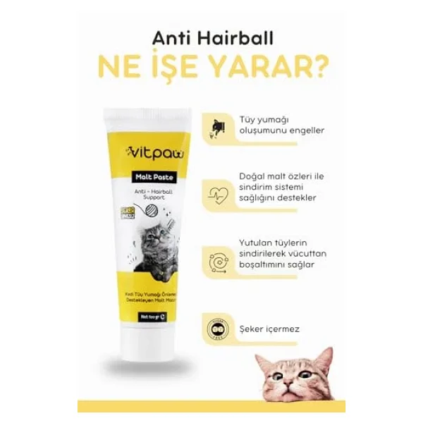 Malt Paste 100 Gr.(Kediler İçin Kusma Ve Tüy Yumağı Oluşumu Önleyici Malt Macun) Kedi Maltı - Görsel 2